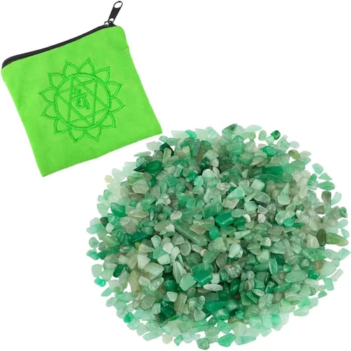 Rockcloud Piedras trituradas pequeñas de 0.5 libras con bolsa de chakras, cristal de reiki curativo, decoración del hogar, aventurina verde Verde