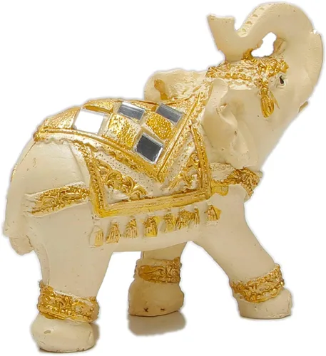 Miniatura 7 de Juego de 2 estatuas y figuras de elefante - Regalos de elefante de la suerte y la riqueza para decoración del hogar - Estatua con trompa hacia