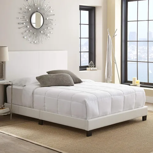 Miniatura 18 de Boyd Sleep Napoli - Marco de cama plataforma de cuero vegano gris tamaño King totalmente tapizado con cabecero ajustable - Se requiere somier