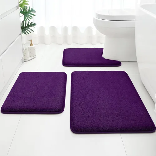 Miniatura 19 de HOMEIDEAS Juego de 3 alfombras de baño mejoradas, alfombras de baño de espuma viscoelástica ultra suaves, superabsorbentes, antideslizantes, Beige