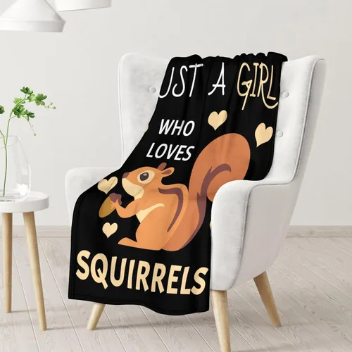 Miniatura 2 de Manta de ardilla de regalo – 40 x 50 pulgadas linda manta para niñas – Manta negra suave y acogedora mullida para sofá Ardilla1-1