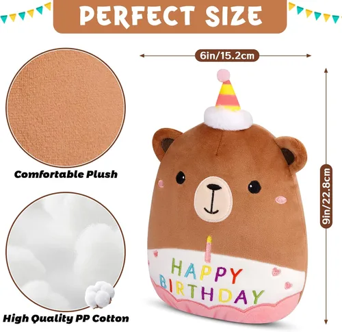 Miniatura 5 de Peluche de oso de peluche de cumpleaños de 8 pulgadas, juguetes de peluche de oso de peluche de cumpleaños suave, decoración de fiesta para niños