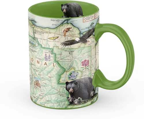 Xplorer Maps Taza de cerámica con mapa del Parque Nacional Olímpico (473ml) – Taza de café libre de BPA para bebidas frías y calientes – Perfecta