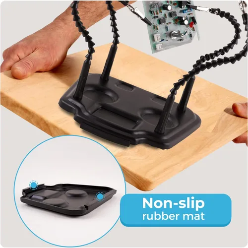 Miniatura 4 de Noah Mano de ayuda, 4 brazos ajustables de cuello de cisne, base de metal resistente, herramienta de soldadura electrónica, soporte limpiador