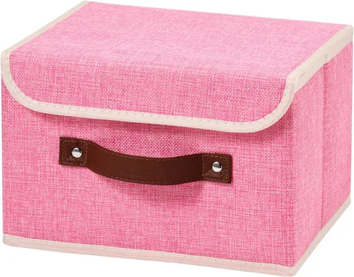 Miniatura 28 de Cajas de almacenamiento con tapa, contenedores de almacenamiento de tela de lino y algodón, contenedores organizadores, cestas decorativas plegables