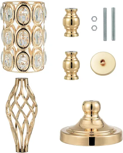 Miniatura 9 de Jarrones de cristal para centros de mesa de boda, juego de 2 jarrones dorados de metal, versátiles soportes para flores de 24 pulgadas de alto