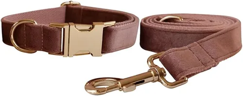 Miniatura 7 de Love Dream Juego de collar y correa de terciopelo para perro, suave y cómodo, correa ajustable y collar con hebilla de metal resistente para perros