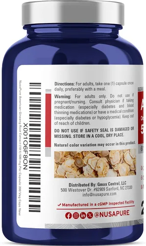 Miniatura 3 de NusaPure American Ginseng 5000 mg - 200 cápsulas vegetales (vegetariano, sin OMG y sin gluten)