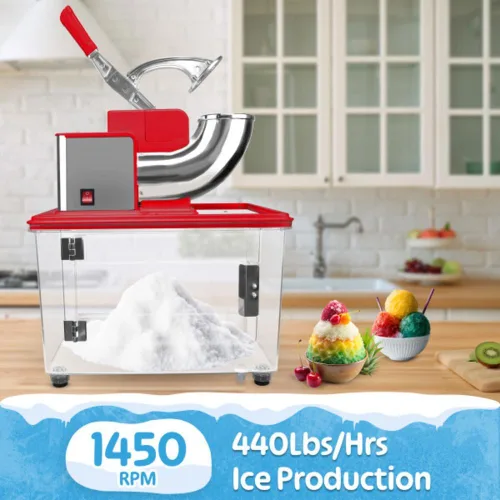 Miniatura 3 de Máquina trituradora de hielo - Máquina de cono de nieve con cuchillas duales de acero inoxidable - Máquina de hielo rallado de 440 libras/hora 250W