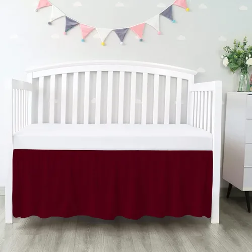 Miniatura 18 de 100% algodón egipcio, cuna de guardería infantil (24 x 38 + 10 pulgadas), falda de cuna de 800 hilos con volantes para polvo, faldas de ropa de cama