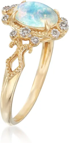 Miniatura 3 de Ross-Simons Anillo de ópalo etíope y diamantes en oro amarillo de 14 quilates