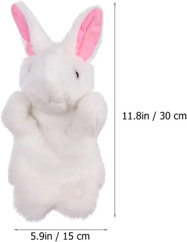 Miniatura 5 de Marionetas de mano de conejo de peluche para niños, adorables títeres de mano de animales para contar historias, juego imaginativo e interacción