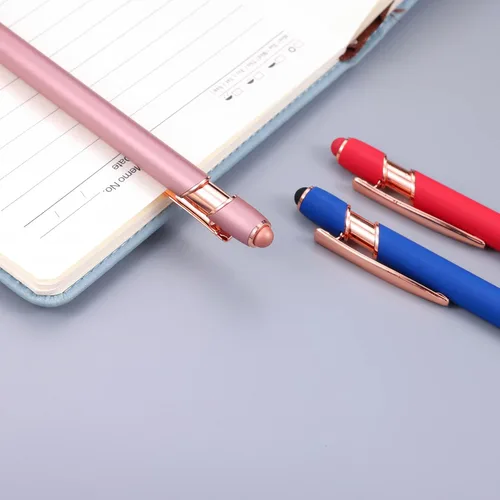 Miniatura 7 de 12 unidades 2 en 1 bolígrafo/lápiz capacitivo con punta de lápiz capacitivo, bolígrafo de metal de tinta negra de 1,0 mm para pantallas táctiles Oro