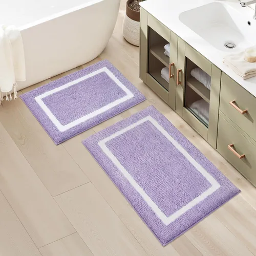 Miniatura 13 de HOMEIDEAS - Juego de alfombras para baño (2 piezas), de microfibra súper suave y absorbente, con borlas, antideslizantes y lavables a máquina