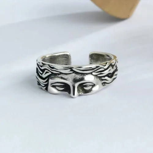 Miniatura 5 de OIDIMS Anillo vintage de Venus de media cara para mujeres y hombres, ajustable, personalizado, abierto, nudillos, banda para el dedo, joyería única