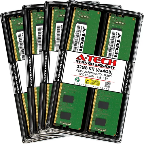 Miniatura 76 de A-Tech 4GB DDR4 2133MHz PC4-17000 ECC RDIMM 1Rx8 Single Rank 1.2V ECC Registered DIMM de 288 pines Módulo de actualización de memoria RAM