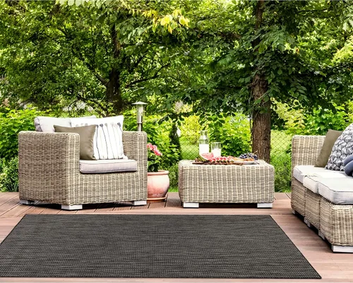 Miniatura 18 de Liora Manne Carmel - Alfombra tejida de perfil bajo de fácil cuidado para interiores y exteriores, color aguamarina, 6 pies 6 pulgadas x 9 pies 4