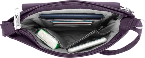 Miniatura 4 de Travelon - Mini bolsa clásica de hombro antirrobo, Púrpura), 42459-150