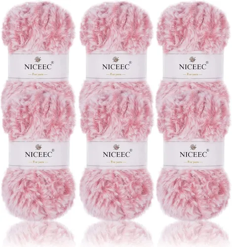 Miniatura 61 de NICEEC Hilo de Pelo Sintético Super Suave, Grueso y Esponjoso, Hilo de Pestañas para Crochet y Tejido (Longitud Total 192m/9.1kg) - Otoño/300g