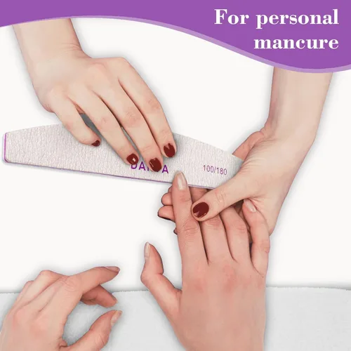 Miniatura 4 de DARYA Limas de uñas (12 piezas) de doble cara de grano 100/180 para uñas acrílicas, lima de uñas naturales, duraderas, lavables, lima de uñas