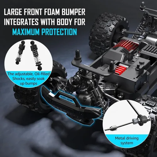 Miniatura 4 de Kolegend 2-en-1 RC Cyber Monster Truck y coche de derrape para adultos, escala 1/18, 4WD, 40KM/H, todo terreno, coche RC rápido con radio de 2.4Ghz