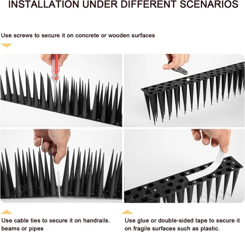 Miniatura 6 de OFFO Bird Spikes - Picos para Pájaros Paloma para Exteriores para Gatos para Mantener Alejados a los Pájaros, Mapaches, Pájaros Carpinteros, Cubre