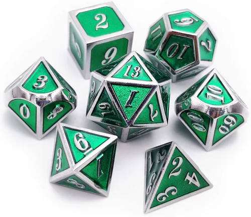 Miniatura 23 de Haxtec - Juego de dados de metal DND, dados poliédricos D&D compatibles con Dungeons and Dragons, regalo TTRPG, dados de metal bronce antiguo
