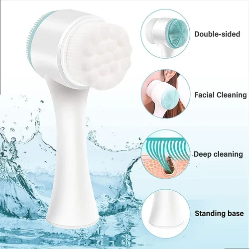 Miniatura 3 de Cepillo facial 2 en 1 para limpieza y exfoliación, cepillo limpiador facial, cepillo de limpieza facial suave de doble cara, cepillo de limpieza