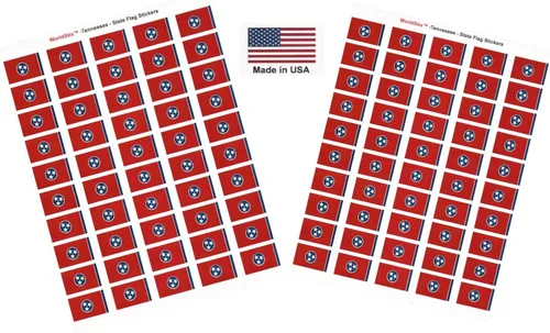 Miniatura 293 de 100 calcomanías de la bandera de Alaska; 1.5" x 1" hechas en Estados Unidos, calcomanías autoadhesivas de la bandera del estado para álbumes