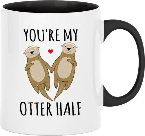 Taza de media taza con texto en inglés "You're My Otter", divertida taza de café para pareja, taza de aniversario para marido de esposa, 11 onzas,