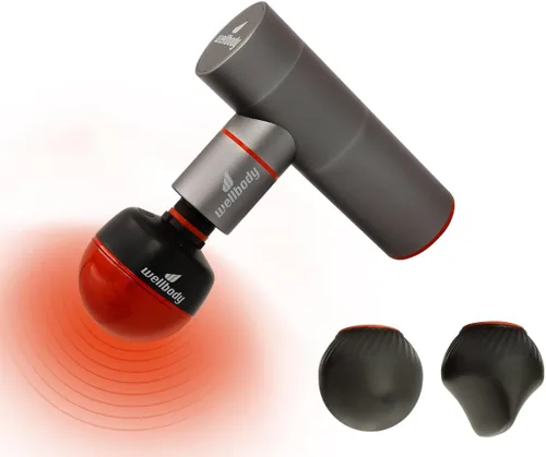 Miniatura 10 de Wellbody Masajeador de percusión de tejido profundo con tecnología de bola de calor, 3 opciones de velocidad, pistola de masaje portátil de mano