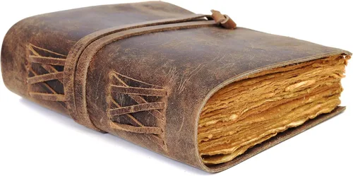 Miniatura 8 de Diario de cuero vintage hecho a mano para hombres y mujeres – Diario de viaje recargable, papel antiguo con borde de cubierta, cuaderno de escritura