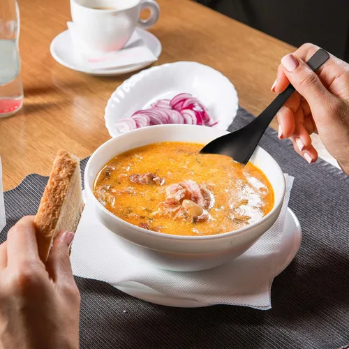 Miniatura 6 de HIWARE Cucharas de sopa gruesas de color negro mate, cucharas de sopa de acero inoxidable, cucharas de mesa, juego de 6