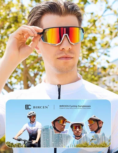Miniatura 2 de BIRCEN Gafas de sol deportivas de béisbol para hombre: TR90 gafas de ciclismo ligeras envolventes para correr al aire libre MTB Bike