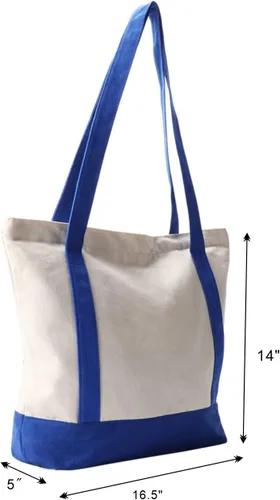 Miniatura 2 de Bolsa de lona con cremallera, 16.5 x 14 x 5 pulgadas, bolsa de lona en blanco lisa resistente, 3 bolsas reutilizables con cremallera, bolsas de tela