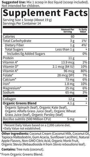 Miniatura 6 de Garden of Life - Grass Fed Collagen Beauty - Polvo de colágeno para mujeres y hombres, sabor granada y arándano, 20 porciones, para las uñas, piel