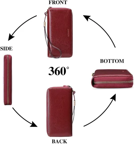 Miniatura 5 de GOIACII Cartera de piel con bloqueo RFID para mujer, tarjetero de crédito, bolso de mano para teléfono, organizador plegable de gran capacidad