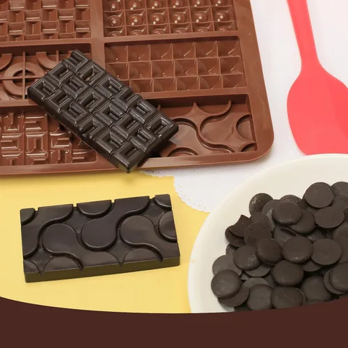 Miniatura 5 de Molde de barra de chocolate de silicona con 6 patrones, 2 moldes de chocolate de 0.3 pulgadas de profundidad para barra de proteínas y energía