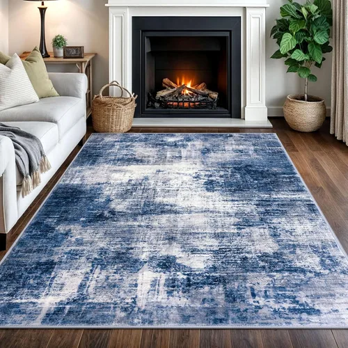 Miniatura 189 de IOHOUZE Alfombra pequeña abstracta de 2 x 3 pies, alfombra de entrada lavable para entrada interior, alfombras con respaldo de goma, alfombra gris