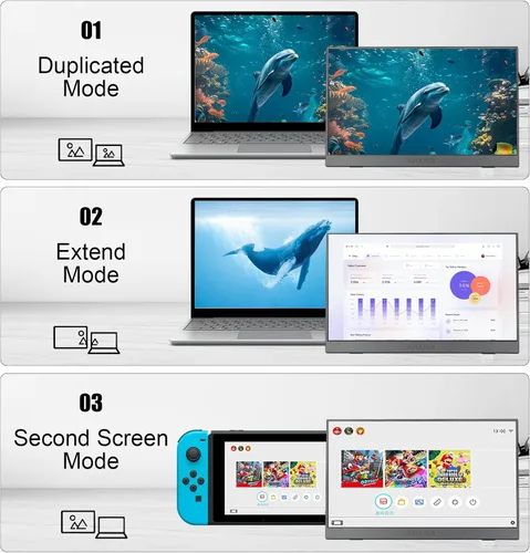 Miniatura 6 de Monitor portátil con pantalla táctil de 15.6 pulgadas, FHD 1080P, IPS/HDR, extensor de pantalla para computadora portátil, monitor de viaje