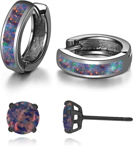 Miniatura 81 de CiNily Aretes Huggie de ópalo con bisagras, chapados en oro, hipoalergénicos, pequeños aretes de aro para mujeres, adolescentes, niñas, hombres