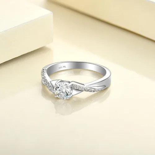 Miniatura 5 de YL 925, Anillo de compromiso de plata, piedra de nacimiento de corte redondo de 5MM, anillo infinito para mujer