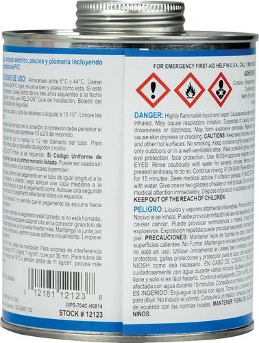Miniatura 3 de Weld-On 12123 704 Cemento solvente de alta resistencia de grado industrial de PVC+ de cuerpo medio, de ajuste rápido y bajo contenido de compuestos