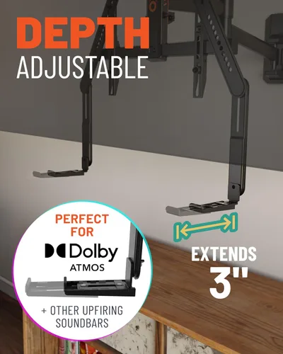 Miniatura 4 de ECHOGEAR Soporte de montaje de barra de sonido para debajo del televisor, altura y profundidad ajustables para máxima compatibilidad entre TV