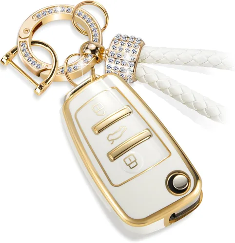 Miniatura 12 de para llavero de Cadillac con funda de TPU con superficie granulada y cuerda trenzada metálica, funda de llavero mejorada para 2020 en adelante CT4