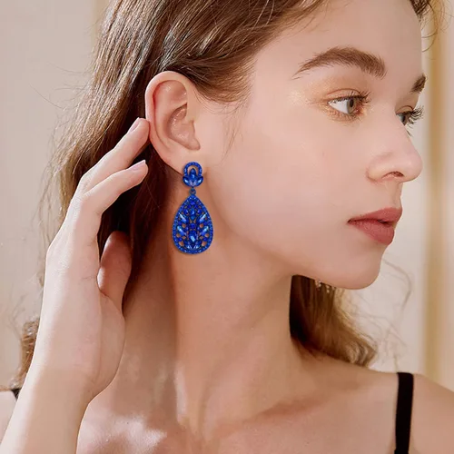 Miniatura 2 de EleQueen Aretes colgantes de cristal austriaco para mujer para boda