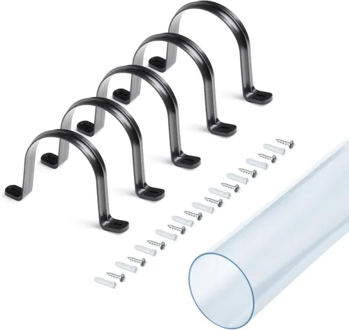 Manguera de PVC transparente Powertec de 4" x 36" de largo, 1 paquete de tubería de plástico y 5 paquetes de correas para tubos con anclajes y