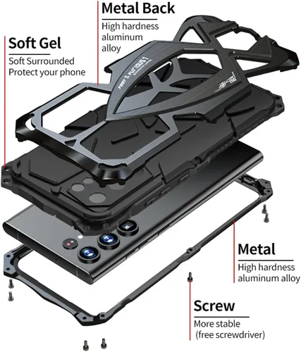 Miniatura 3 de Funda Samsung Galaxy S22 Ultra 5G de protección de grado militar de 360 grados, a prueba de golpes, inastillable, metal y silicona integrados, Nior