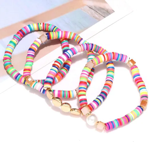 Miniatura 6 de ARATLENCH Heishi Surfer - Collares y pulseras Coloridas cuentas de disco de vinilo, collar de amor, bohemio, arco iris, elástico, de amistad