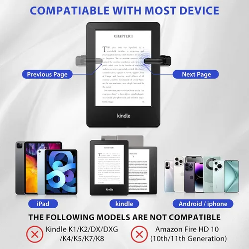 Miniatura 5 de Anillo giratorio de página mejorado para lectores electrónicos Kindle Paperwhite Oasis Scribe Kobo, compatible con fundas, con control remoto